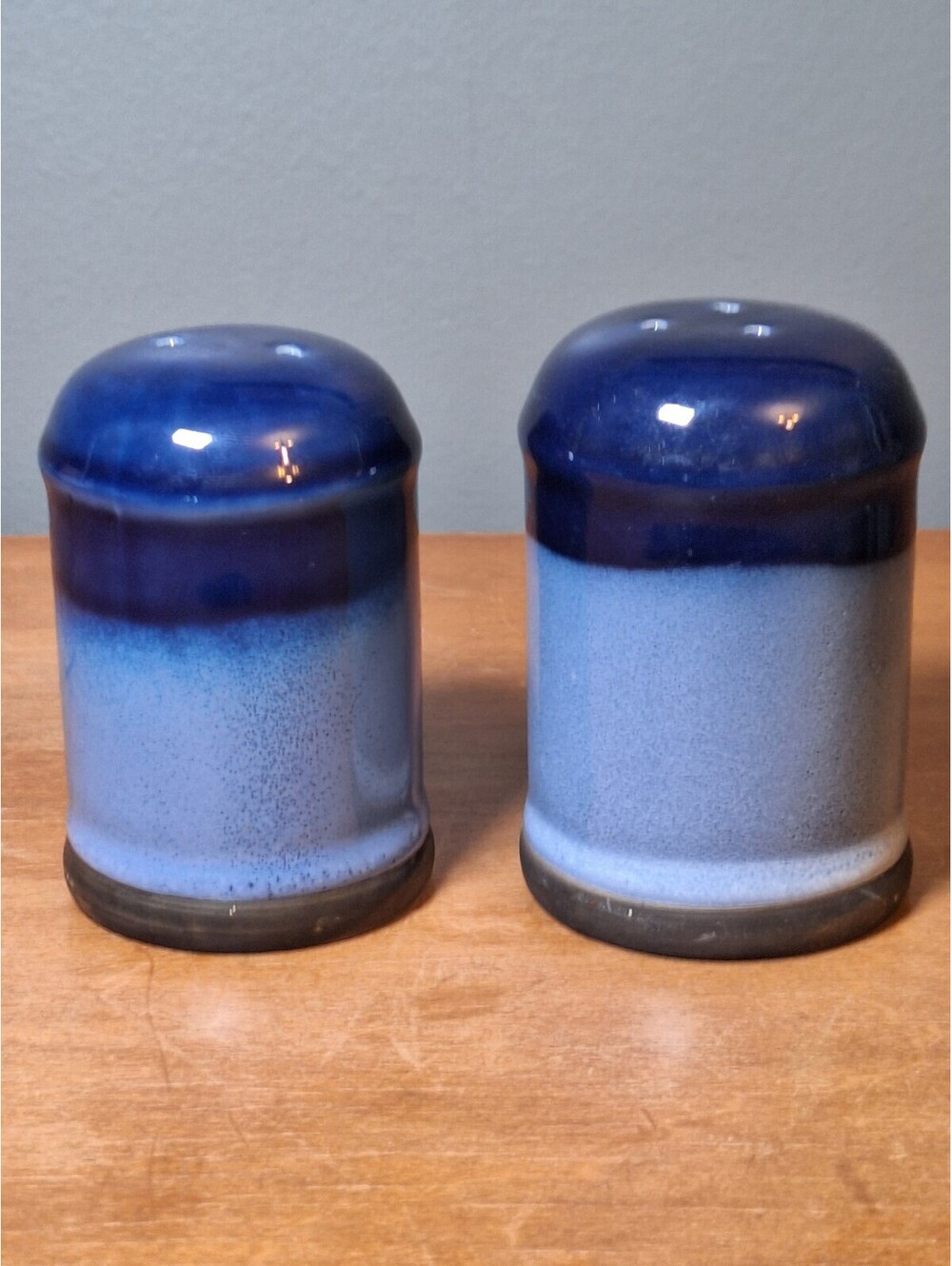 vintage Sango Nova Blue ceramic salt and pepper shakers